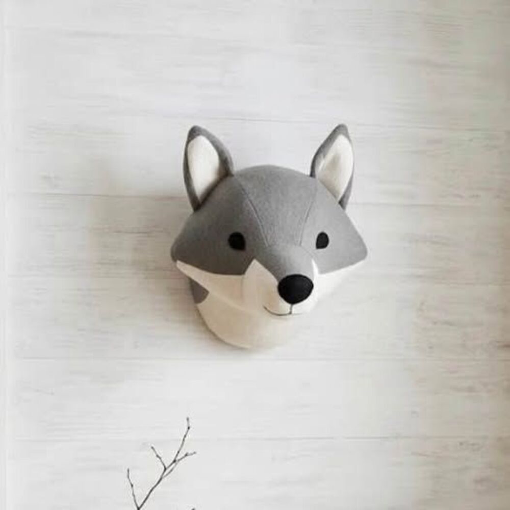 Plush Wolf Head Wall Decor